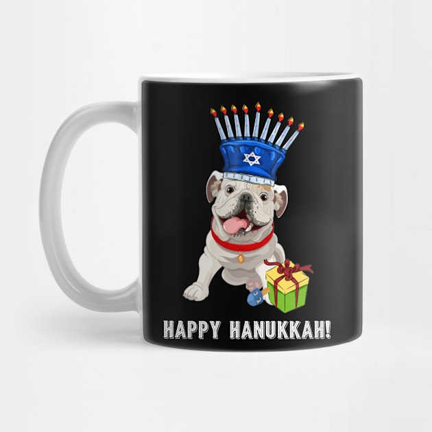 Bulldog Menorah Hat  Hanukkah Chanukah by TeeSky